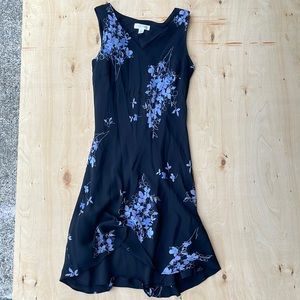 Casual Corner Little Black Dress with Blue Flowers